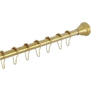 image:imageKingston Brass KSR118 Edenscape 6072 Stainless Steel Adjustable Tension Shower Curtain Rod with Rings Brushed NickelBrushed Brass