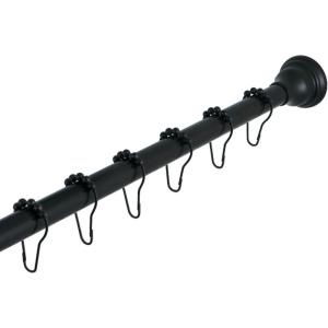 image:imageKingston Brass KSR118 Edenscape 6072 Stainless Steel Adjustable Tension Shower Curtain Rod with Rings Brushed NickelMatte Black