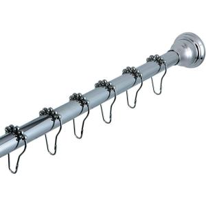 image:imageKingston Brass KSR118 Edenscape 6072 Stainless Steel Adjustable Tension Shower Curtain Rod with Rings Brushed NickelPolished Chrome