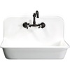 image:imageGourmetier GKTA302119 Arcticstone 30 in Solid Surface Farmhouse Kitchen Sink with Backsplash Matte White