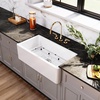 image:imageGourmetier KGPF331810KBC 33 Fireclay Farmhouse Kitchen Sink Matte BlackGlossy White