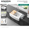 image:imageKingston Brass GKKA36229 Miranda 36Inch Solid Surface Single Bowl Farmhouse Kitchen Sink with 6Piece Kitchen Accessory Set in Glossy White