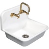 image:imageKingston Brass Gourmetier GKTA242119 Arcticstone 24 in Solid Surface Farmhouse Kitchen Sink with Backsplash Matte WhiteMatte White