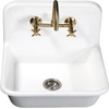 image:imageKingston Brass Gourmetier GKTA242119 Arcticstone 24 in Solid Surface Farmhouse Kitchen Sink with Backsplash Matte WhiteMatte White