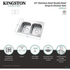 image:imageKingston Brass Gourmetier GKTD33226 Studio SelfRimming Double Bowl Kitchen Sink 33Inch L  22Inch W  6Inch H Brushed Stainless SteelGKTD33226