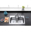 image:imageKingston Brass Gourmetier GKTD33226 Studio SelfRimming Double Bowl Kitchen Sink 33Inch L  22Inch W  6Inch H Brushed Stainless SteelGKTD33226