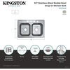 image:imageKingston Brass Gourmetier GKTD33228 Studio SelfRimming Double Bowl Kitchen Sink 33Inch L x 22Inch W x 8Inch H Brushed Stainless SteelGKTD33228