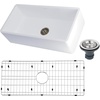 image:imageKingston Brass Gourmetier KGKFA361810BC 36Inch x 18Inch Single Bowl ApronFront Farmhouse Kitchen Sink with Drain Matte WhiteBrushedWhite