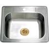 image:imageKingston Brass Studio KGKTS2522818 25 Stainless Steel SelfRimming Single Bowl Bar Sink with 1Hole Drain and Strainer Stainless SteelBrushed NickelStainless SteelBrushed Brass