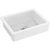image:imageGourmetier GPKF30198 Kaolin 30Inch Ceramic Apron Front Single Bowl Farmhouse Kitchen Sink with Bottom Grid and Strainer Glossy White