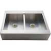 image:imageKingston Brass Edinburg KGKTDF3624918 36 Stainless Steel Double Bowl DropIn Kitchen Sink with 1Hole Drain and Strainer Stainless SteelBrushed NickelStainless SteelBrushed Nickel