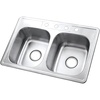 image:imageKingston Brass Gourmetier GKTD33226 Studio SelfRimming Double Bowl Kitchen Sink 33Inch L  22Inch W  6Inch H Brushed Stainless SteelGKTD33226