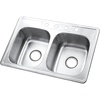 image:imageKingston Brass Gourmetier GKTD33227 Self Rimming Stainless Steel Double Bowl Kitchen Sink 33InchLength by 22InchWidth by 7InchHeight Brushed Stainless SteelStainless Steel