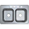 image:imageKingston Brass Gourmetier GKTD33228 Studio SelfRimming Double Bowl Kitchen Sink 33Inch L x 22Inch W x 8Inch H Brushed Stainless SteelGKTD33228
