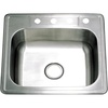 image:imageKingston Brass Gourmetier GKTS2522 22 Gauge 4 Holes SelfRimming Single Basin Stainless Steel Kitchen Sink Brushed Stainless SteelBrushed