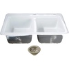 image:imageKingston Brass Petra Galley KGT33229D28 15 Cast Iron SelfRimming Double Bowl Bar Sink with 2Hole Drain and Stainer WhiteBrushed NickelWhiteBrushed Nickel