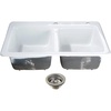 image:imageKingston Brass Petra Galley KGT33229D28 15 Cast Iron SelfRimming Double Bowl Bar Sink with 2Hole Drain and Stainer WhiteBrushed NickelWhitePolished Chrome