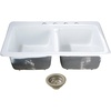 image:imageKingston Brass Petra Galley KGT33229D48 15 Cast Iron SelfRimming Double Bowl Bar Sink with 4Hole Drain and Stainer WhiteBrushed NickelWhiteBrushed Nickel