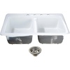 image:imageKingston Brass Petra Galley KGT33229D48 15 Cast Iron SelfRimming Double Bowl Bar Sink with 4Hole Drain and Stainer WhiteBrushed NickelWhitePolished Chrome
