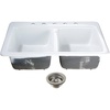 image:imageKingston Brass Petra Galley KGT33229D58 15 Cast Iron SelfRimming Double Bowl Bar Sink with 5Hole Drain and Stainer WhiteBrushed NickelWhitePolished Chrome
