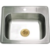image:imageKingston Brass Studio KGKTS2522818 25 Stainless Steel SelfRimming Single Bowl Bar Sink with 1Hole Drain and Strainer Stainless SteelBrushed NickelStainless SteelBrushed Brass