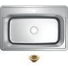 image:imageKingston Brass Studio KGKTS33229017 33 Stainless Steel SelfRimming Single Bowl Bar Sink with 1Hole Drain and Strainer Stainless SteelBrushed Brass