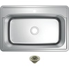 image:imageKingston Brass Studio KGKTS33229018 33 Stainless Steel SelfRimming Single Bowl Bar Sink with 1Hole Drain and Strainer Stainless SteelBrushed Nickel
