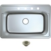 image:imageKingston Brass Studio KGKTS3322908 33 Stainless Steel SelfRimming Single Bowl Bar Sink with 4Hole Drain and Strainer Stainless SteelBrushed NickelStainless SteelBrushed Nickel