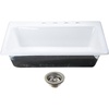 image:imageKingston Brass Towne KGCKTS332291 33 Cast Iron SelfRimming Single Bowl DropIn Kitchen Sink with 4Hole Drain and Strainer WhitePolished ChromeWhitePolished Chrome