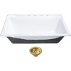 image:imageKingston Brass Towne KGCKTS3622111 36 Cast Iron SelfRimming Single Bowl DropIn Kitchen Sink with 4Hole Drain and Strainer WhitePolished ChromeWhiteBrushed Brass
