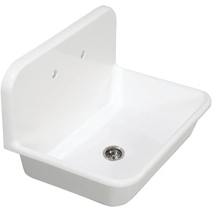 image:imageGourmetier GKTA302119 Arcticstone 30 in Solid Surface Farmhouse Kitchen Sink with Backsplash Matte White