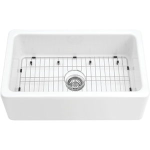 image:imageGourmetier KGPF311910EBC 30 Fireclay Farmhouse Kitchen Sink Matte WhiteGlossy White