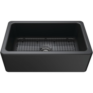 image:imageGourmetier KGPF311910EBC 30 Fireclay Farmhouse Kitchen Sink Matte WhiteMatte Black