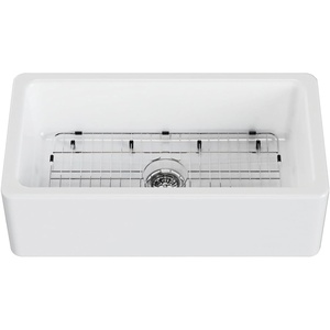 image:imageGourmetier KGPF331810KBC 33 Fireclay Farmhouse Kitchen Sink Matte BlackGlossy White