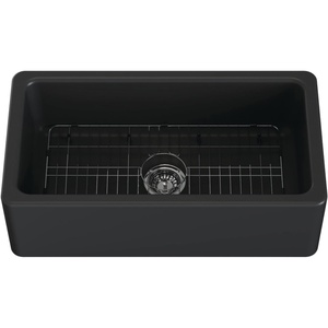image:imageGourmetier KGPF331810KBC 33 Fireclay Farmhouse Kitchen Sink Matte BlackMatte Black