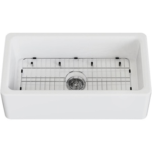 image:imageGourmetier KGPF331810KBC 33 Fireclay Farmhouse Kitchen Sink Matte BlackMatte White