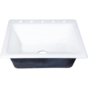 image:imageKingston Brass GT252295 Towne 25 Cast Iron SelfRimming Single Bowl DropIn Kitchen Sink 5Hole White