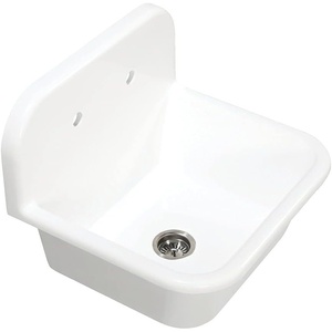 image:imageKingston Brass Gourmetier GKTA242119 Arcticstone 24 in Solid Surface Farmhouse Kitchen Sink with Backsplash Matte WhiteMatte White
