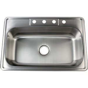 image:imageKingston Brass Gourmetier GKTS25228 Studio Self Rimming Single Bowl Sink 25Inch L  22Inch W  8Inch H Brushed Stainless SteelGKTS332290