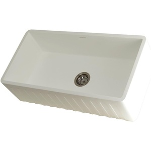 image:imageKingston Brass Gourmetier KGKFA361810BC 36Inch x 18Inch Single Bowl ApronFront Farmhouse Kitchen Sink with Drain Matte WhiteBrushedMatte White