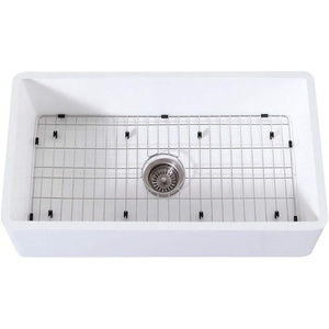 image:imageKingston Brass Gourmetier KGKFA361810BC 36Inch x 18Inch Single Bowl ApronFront Farmhouse Kitchen Sink with Drain Matte WhiteBrushedWhite