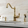 image:imageGourmetier GSY7703ACLBS American Classic SingleHandle Kitchen Faucet with Brass Sprayer Antique BrassBrushed Brass