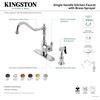 image:imageGourmetier GSY7703ACLBS American Classic SingleHandle Kitchen Faucet with Brass Sprayer Antique BrassPolished Chrome