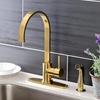 image:imageGourmetier LS8710DLSP Concord SingleHandle Kitchen Faucet with Side Sprayer Matte BlackBrushed Brass