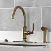 image:imageKingston Brass KS2433KL Whitaker SingleHandle Kitchen Faucet with Brass Sprayer Antique BrassAntique Brass