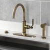 image:imageKingston Brass KS2433KL Whitaker SingleHandle Kitchen Faucet with Brass Sprayer Antique BrassAntique Brass