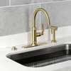 image:imageKingston Brass KS2433KL Whitaker SingleHandle Kitchen Faucet with Brass Sprayer Antique BrassBrushed Brass