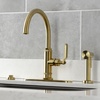 image:imageKingston Brass KS2433KL Whitaker SingleHandle Kitchen Faucet with Brass Sprayer Antique BrassBrushed Brass