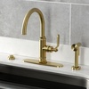 image:imageKingston Brass KS2433KL Whitaker SingleHandle Kitchen Faucet with Brass Sprayer Antique BrassBrushed Brass