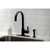 image:imageKingston Brass LS8710CTLBS Continental SingleHandle Kitchen Faucet with Brass Sprayer Matte BlackMatte Black